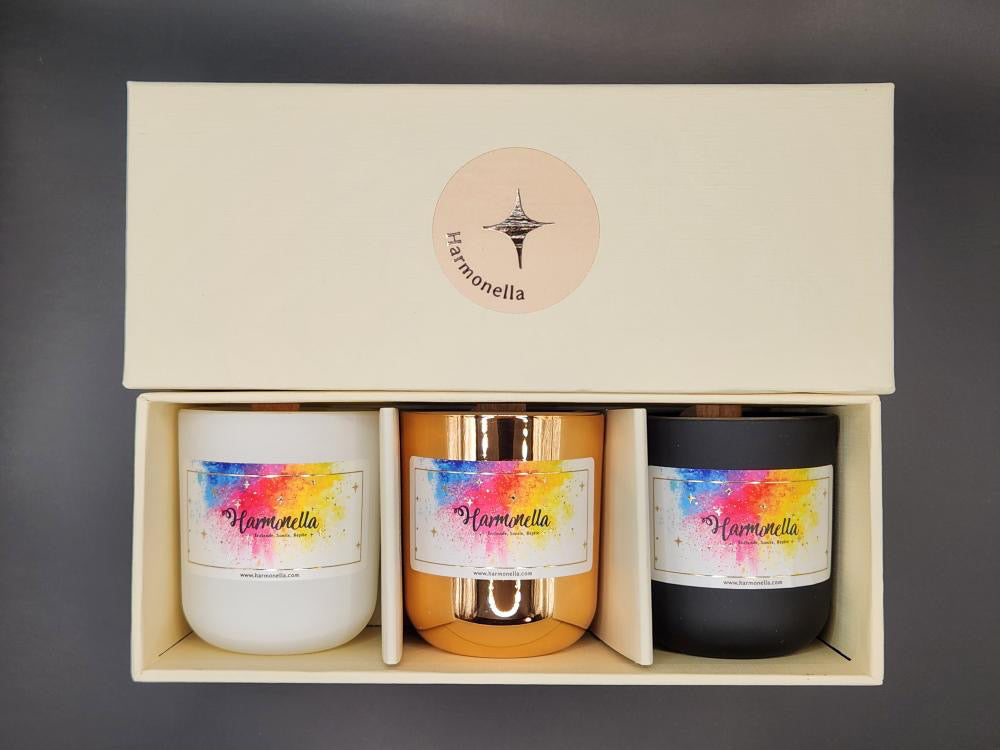 Set 3 velas - Amor, Aprendizaje, Alegría